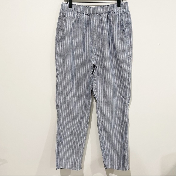 TAHARI Linen Pants Striped Beachy Boho Comfort Coastal Pull On Size Large - Picture 1 of 9